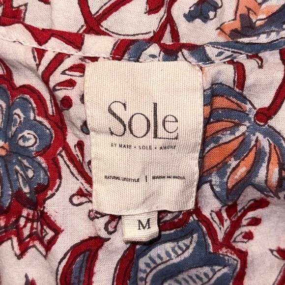 Sole by Mare Sole Amore Beautiful 100% Cotton Boho Puff Sleeve Lined Dress Sz M - Picture 4 of 12